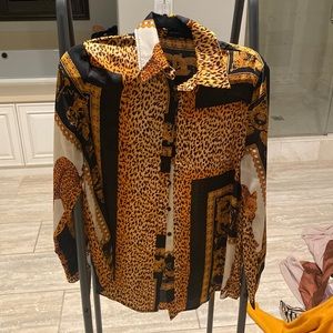 Printed button up blouse